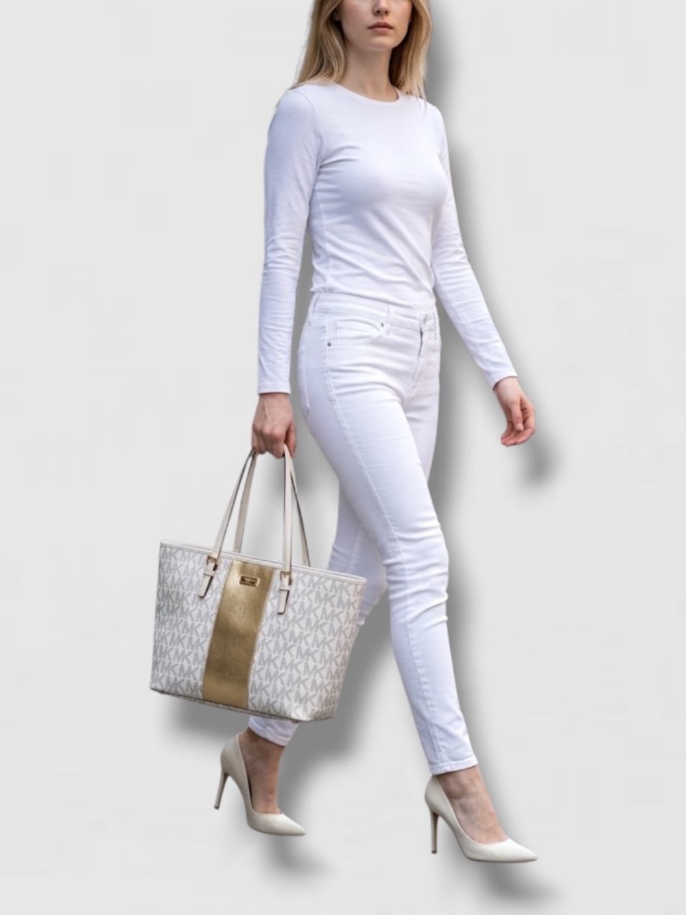 Sheila Large Signature Logo and Metallic Tote Bag New